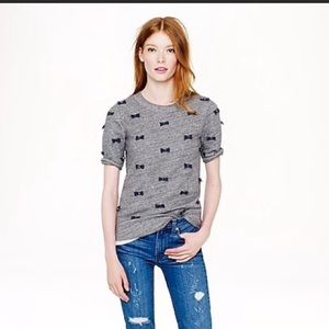 J. Crew Short Sleeved Sweatshirt with Bow Detail